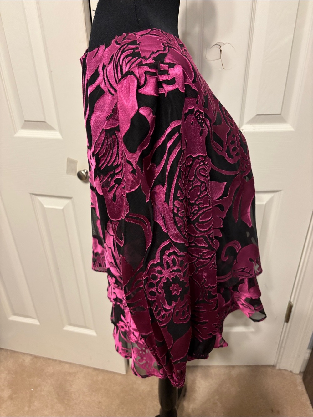 Alex Evenings Printed Tiered Asymmetrical Blouse - Picture 6 of 11